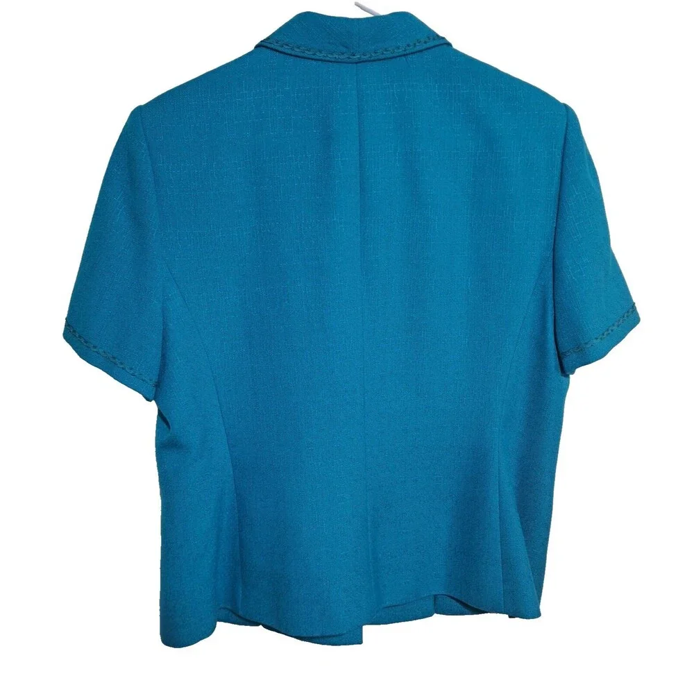 Vintage Kasper for ASL Short Sleeve 5 Button Blazer Shirt Sz 14 Petite dark teal - Picture 4 of 8